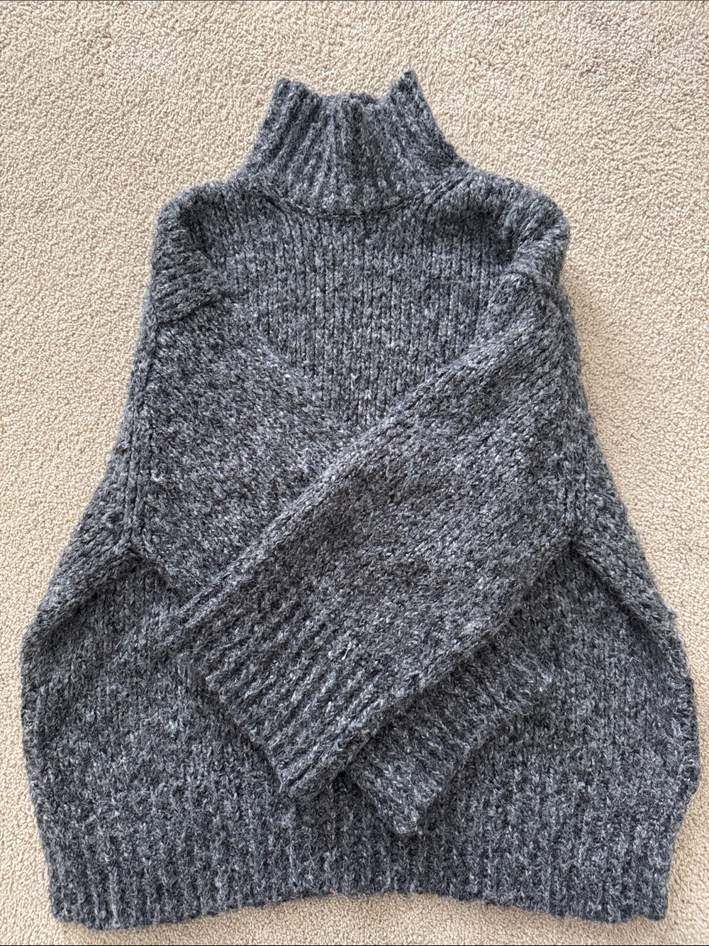 Zara Cozy Oversized Women's Charcoal Gray Turtleneck Sweater